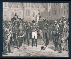 Adieu à Fontainebleau : Napoléon (1769-1821) fait ses adieux à la Vieille Garde à Fontainebleau en 1814